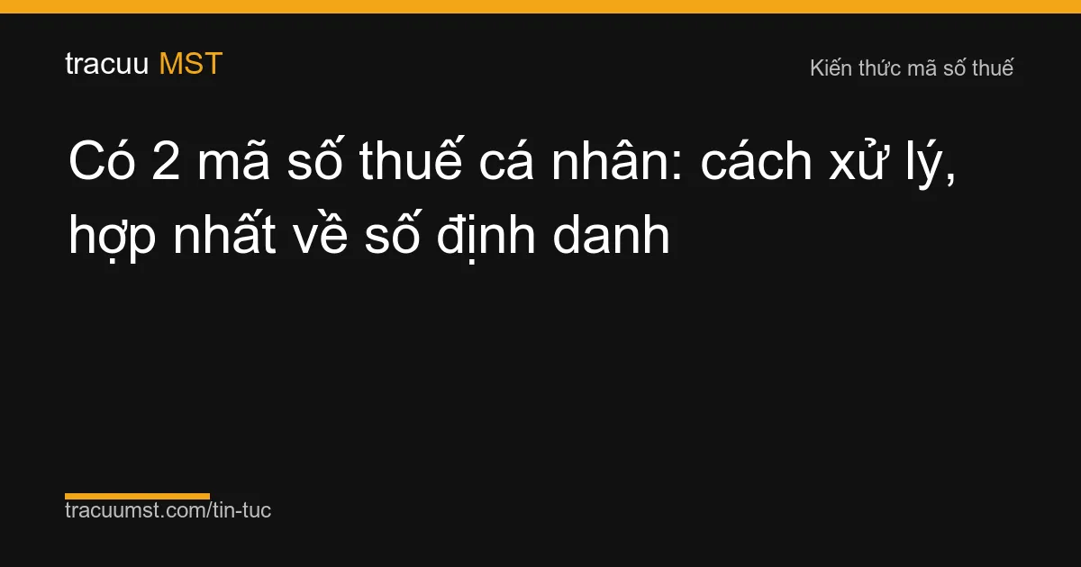 Có 2 mã số thuế cá nhân: cách xử lý, hợp nhất về số định danh