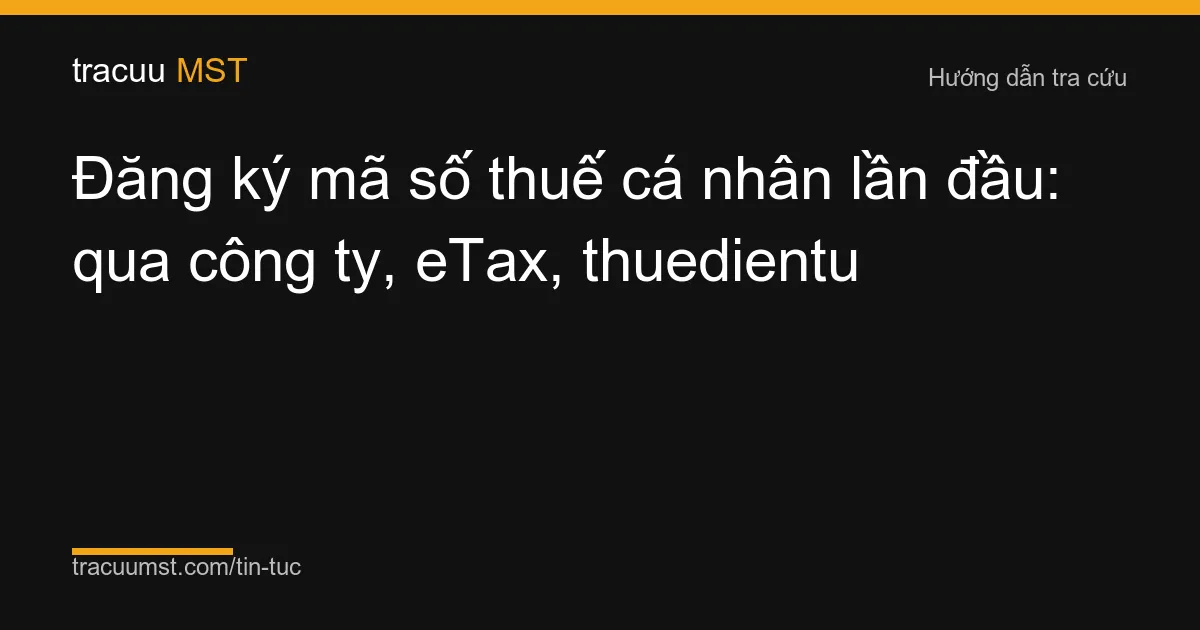 Đăng ký mã số thuế cá nhân lần đầu: qua công ty, eTax, thuedientu