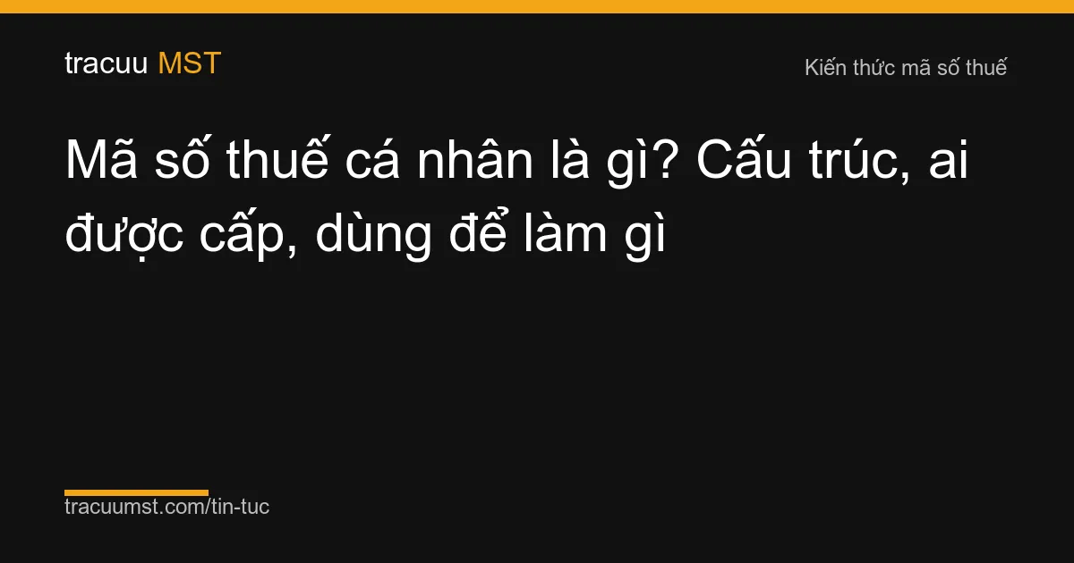 Mã số thuế cá nhân là gì? Cấu trúc, ai được cấp, dùng để làm gì