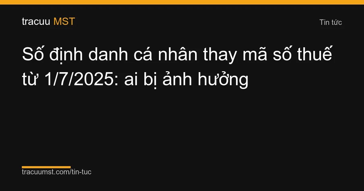 Số định danh cá nhân thay mã số thuế từ 1/7/2025: ai bị ảnh hưởng