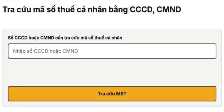 Ô tra cứu mã số thuế cá nhân bằng số CCCD trên TracuuMST